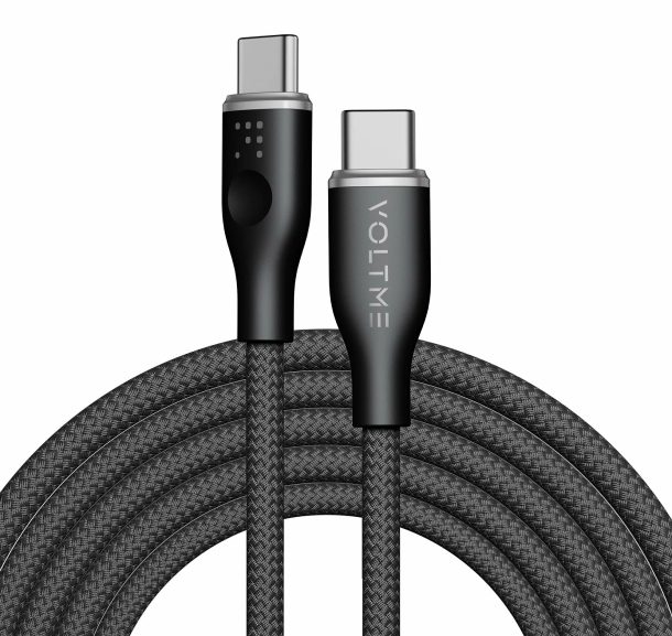 VOLTME RUGG USB C+Type-C- 3A 60 Вт 1.8м Нейлон 60W, Черный