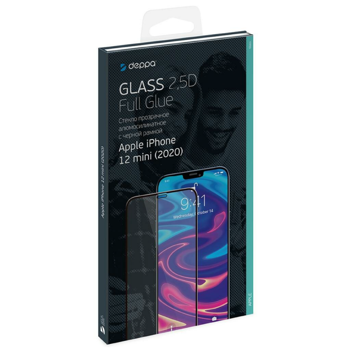 Защитное стекло Deppa 2,5D Full Glue для Apple iPhone 12 mini, Черная рамка