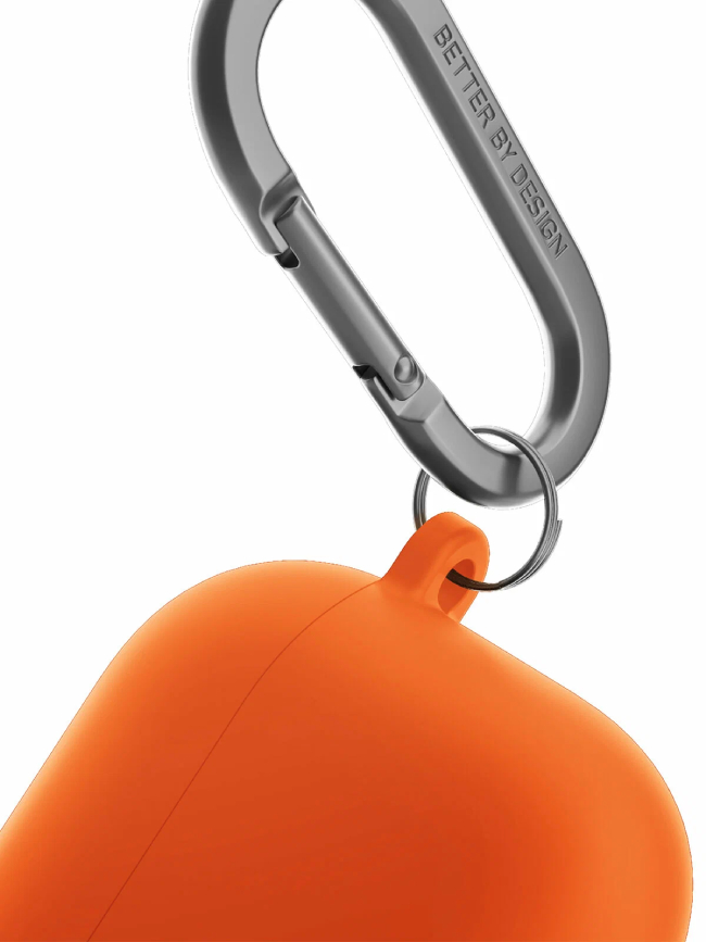 Чехол Uniq для Airpods 4 NEXO Силикон + карабин + Sports ear hooks Volt, Оранжевый