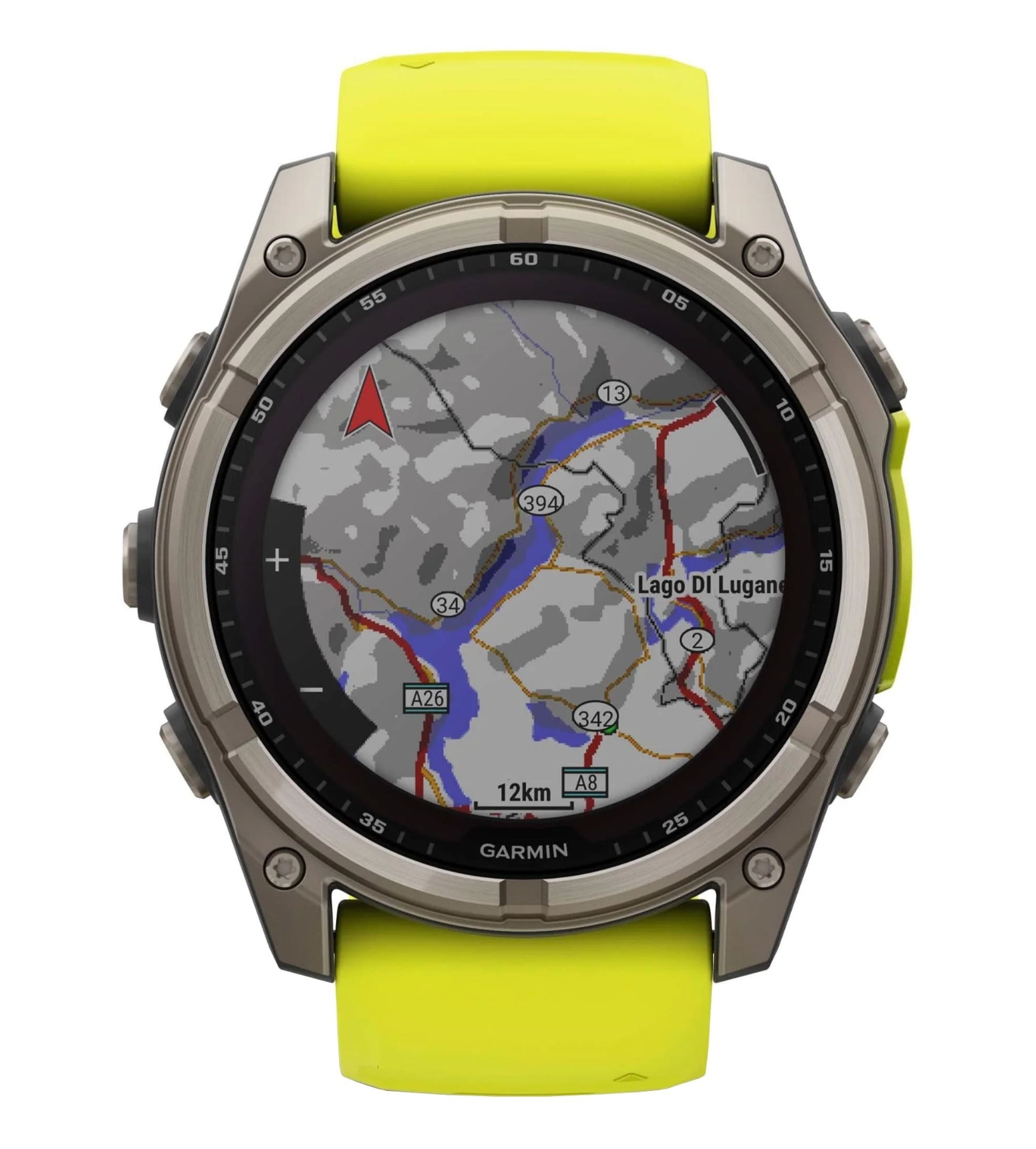 Garmin Fenix 8, 51 мм, Solar, Сапфирово-титановый с усилителем из желтого / графитового силикона