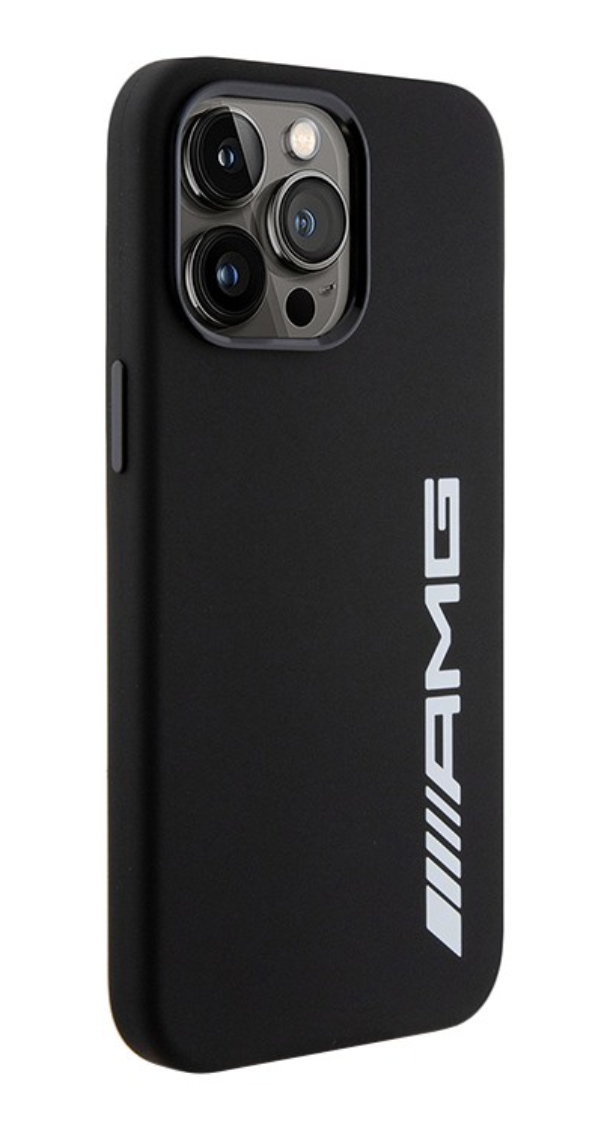 Чехол AMG для iPhone 15 Pro Max, Большой логотип из силикона MagSafe, Черный