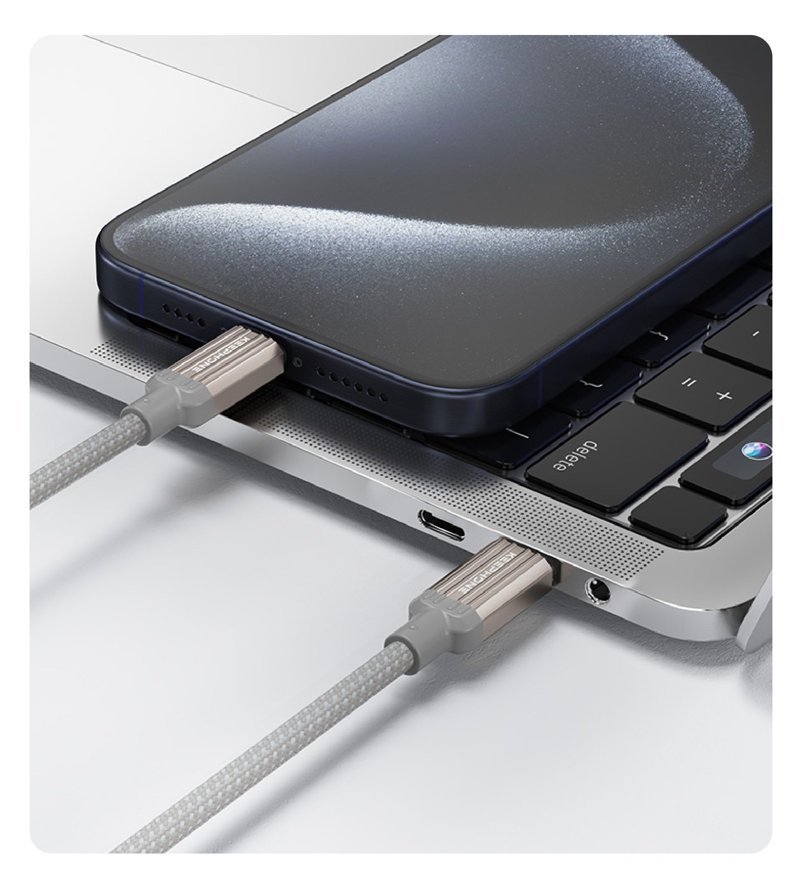 Keephone Pitta Type-c – Type-c Charge, PD 60W & Data Sync Woven, 120 см, Белый