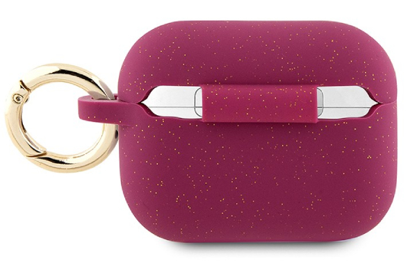 Чехол силиконовый Guess для Airpods Pro 2 с кольцом, Фуксия