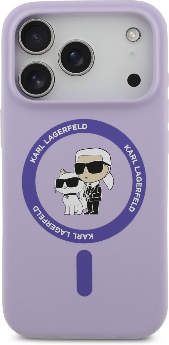 Чехол Lagerfeld iPhone 17 Pro Max Liquid Silicone NFT Karl & Choupette Hard Purple, MagSafe, Фиолетовый
