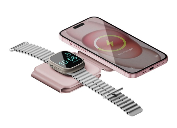 Bazic GoMag Trio PLUS magnetic wireless foldable 15W, Розовый