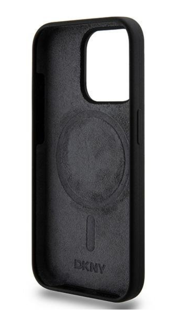 Чехол DKNY для iPhone 15 Pro Max, Силикон с арочным логотипом MagSafe, Черный