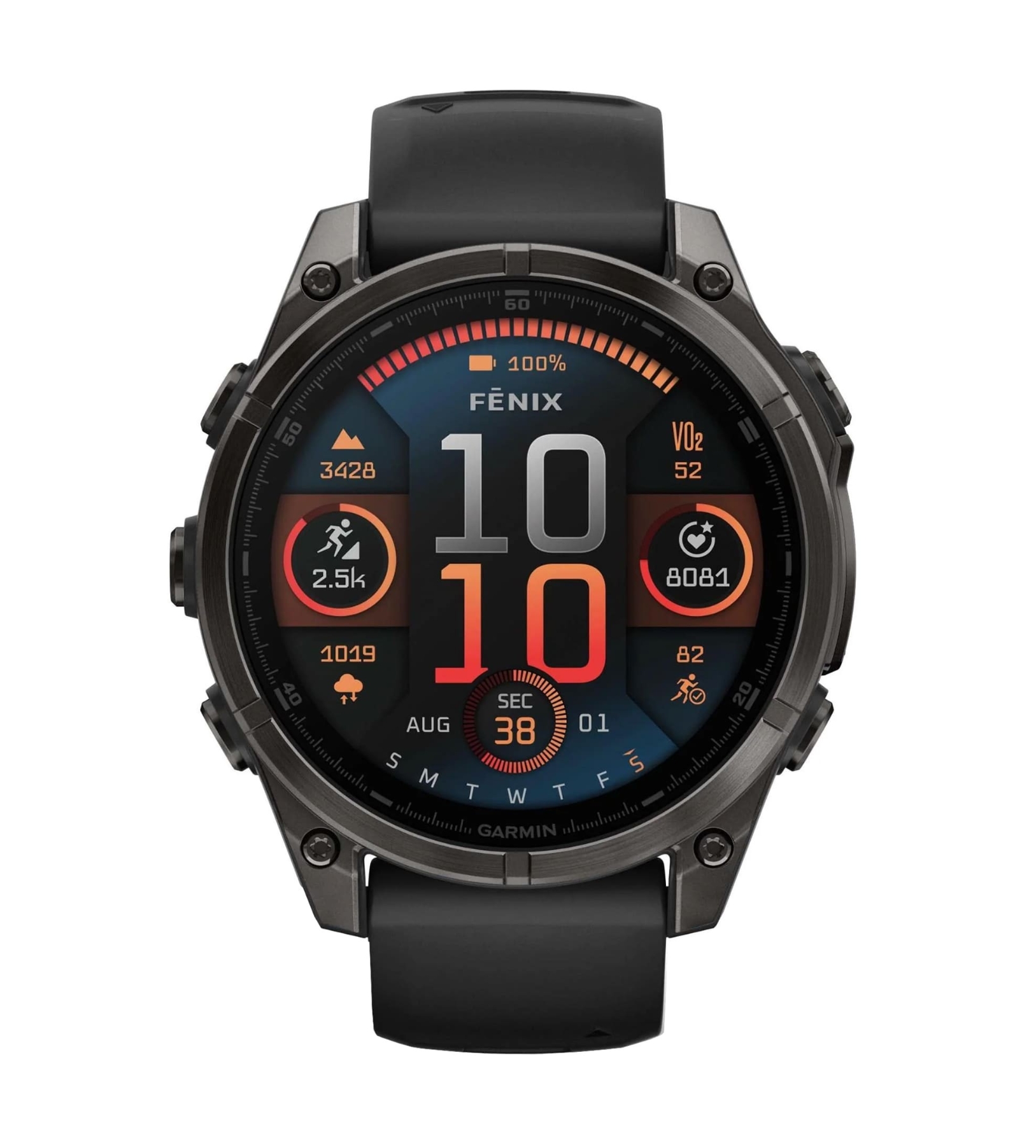 Garmin Fenix 8, 47 мм, AMOLED, Сапфир карбоново-серый DLC титан, С силикономым ремешком, Черный