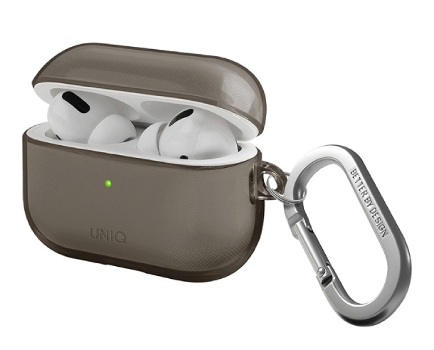 Чехол Uniq Glase TPU c карабином для AirPods Pro 2, Дымчато-серый