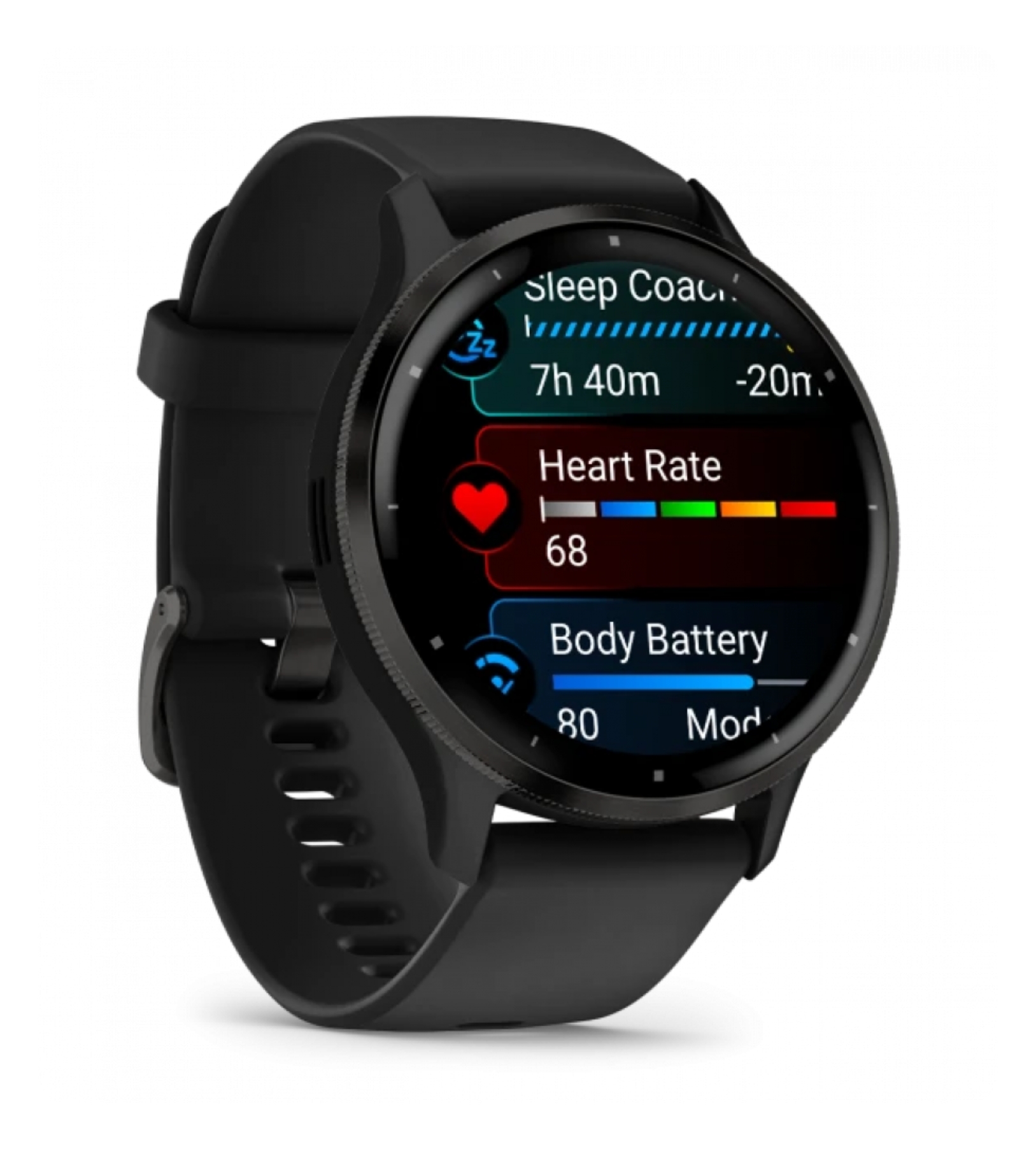 Garmin Venu 3 Slate с ободком из нержавеющей стали, черным корпусом и силиконовым браслетом