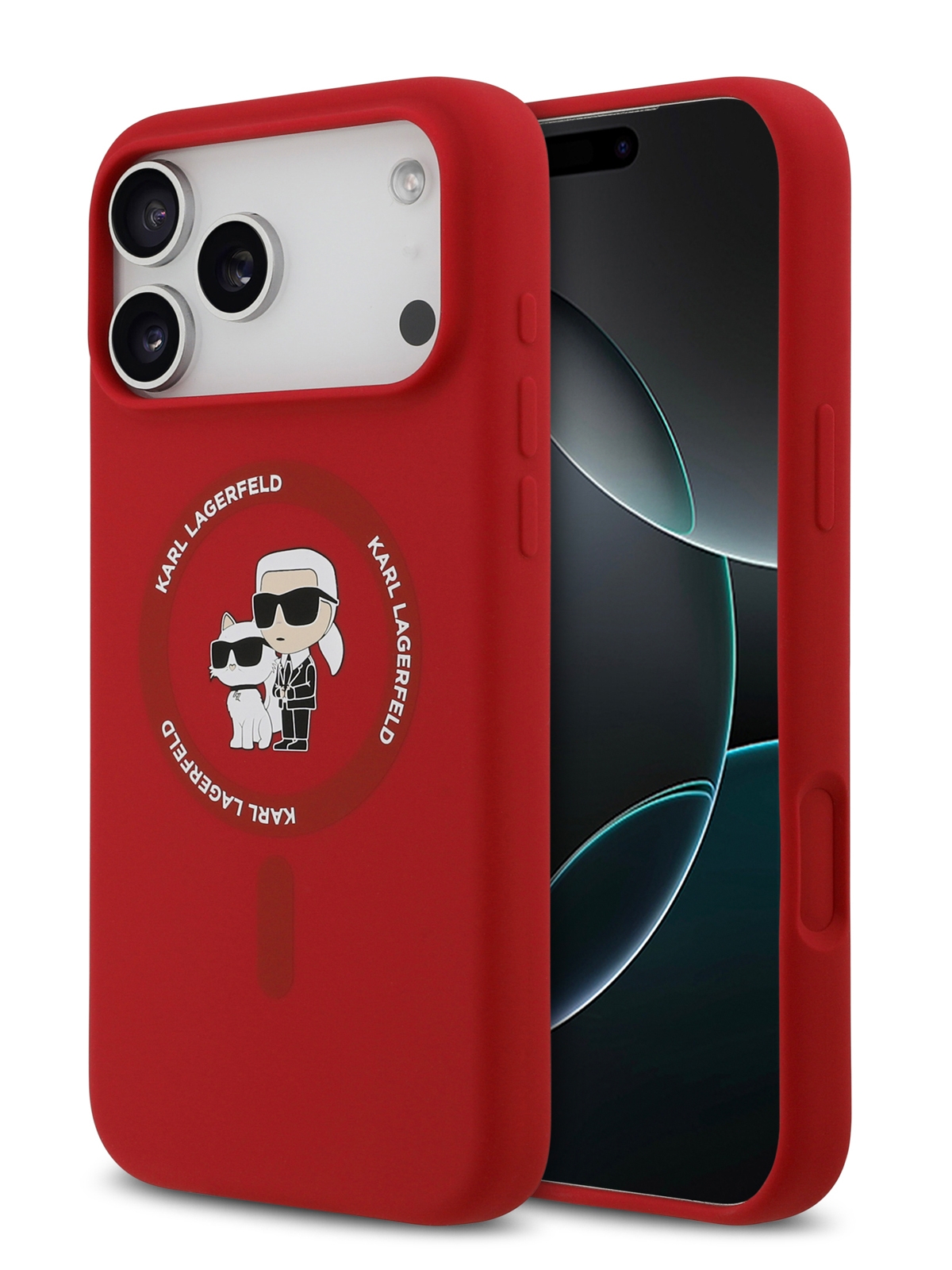 Чехол Lagerfeld iPhone 17 Pro Liquid Silicone NFT Karl & Choupette Hard Red, Magsafe, Красный
