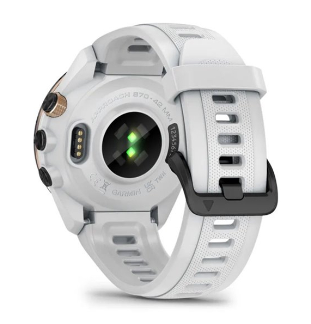 Garmin Aproach S70 42 мм, керамический корпус с белым силиконовым ремешком