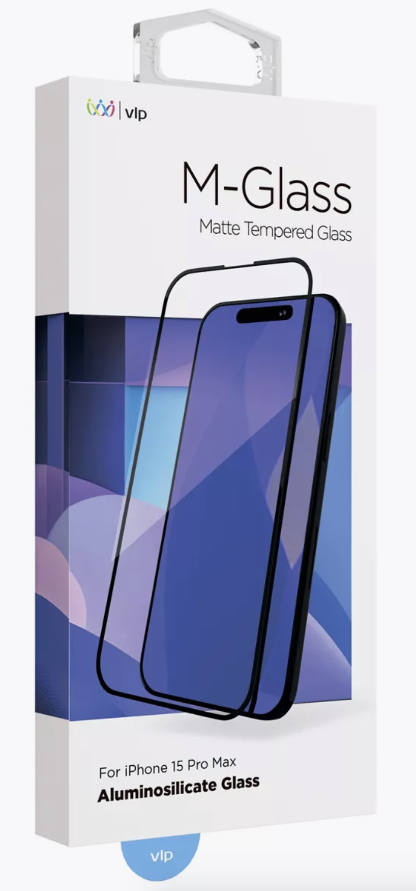 Защитное стекло "vlp" M-Glass для iPhone 15 Pro Max, Черная рамка, матовое