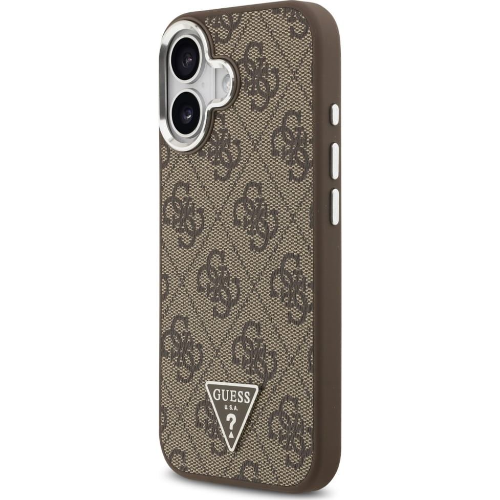 Чехол Guess iPhone 17 PU 4G Triangle Diamond metal logo Hard Brown, MagSafe, Коричневый