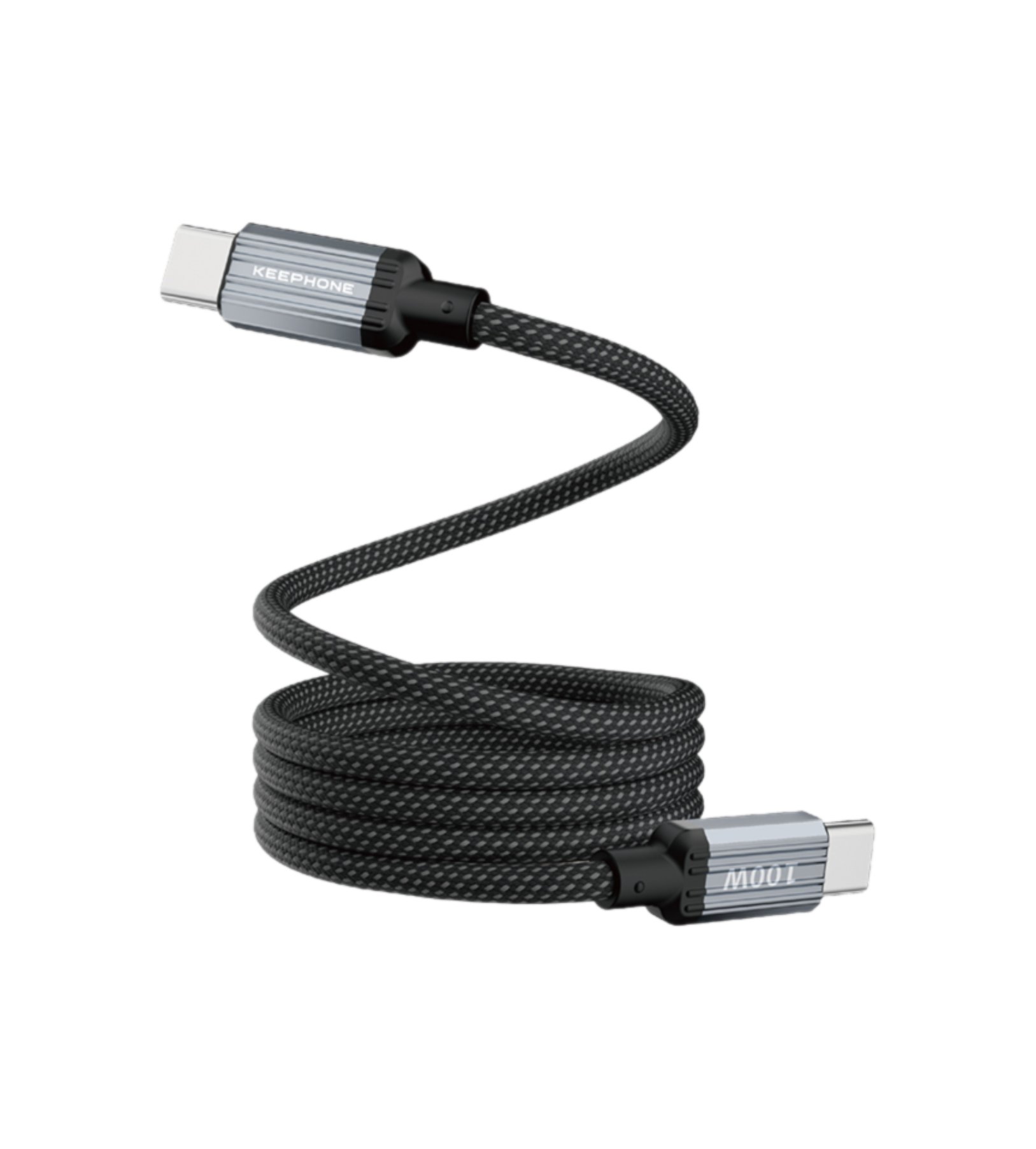 Keephone Magcoil Type-c To Type-c with self-winding Magnetic Tech, PD 100W, 1 м, Черный