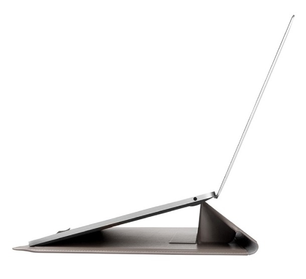 Чехол Uniq для MacBook 14" Oslo PU Кожа Magnetic Laptop sleeve/foldable stand Stone, Серый