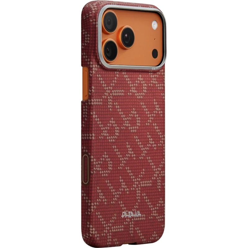 Чехол Pitaka Monogram Ultra-Slim для iPhone 17 Pro Max, Красно-золотой
