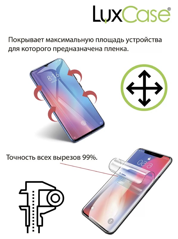 Защитная пленка LuxCase на дисплей для Xiaomi Redmi Note 7 Front&Back, Прозрачная