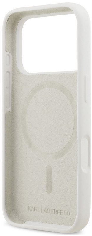 Чехол Lagerfeld iPhone 17 Pro Liquid Silicone Sketch Karl&Choup Metal cam, MagSafe, Бежевый