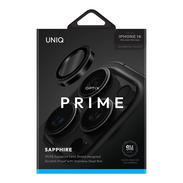 Uniq сапфировое стекло на камеру OPTIX PRIME для iPhone 16 Pro/16 Pro Max, Черный