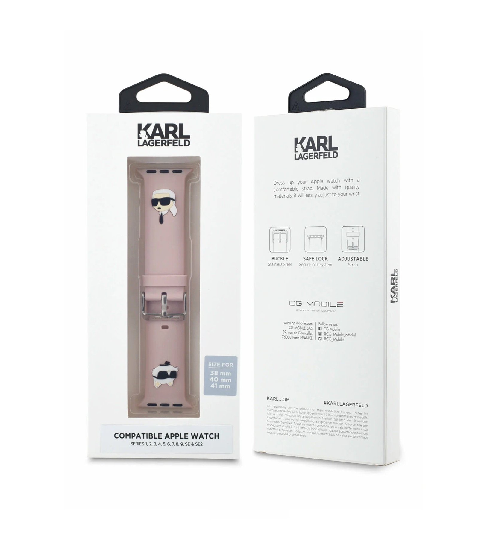 Ремешок Lagerfeld для Apple Watch 38/40/41мм 3D Rubber NFT Karl & Choupette heads, Розовый