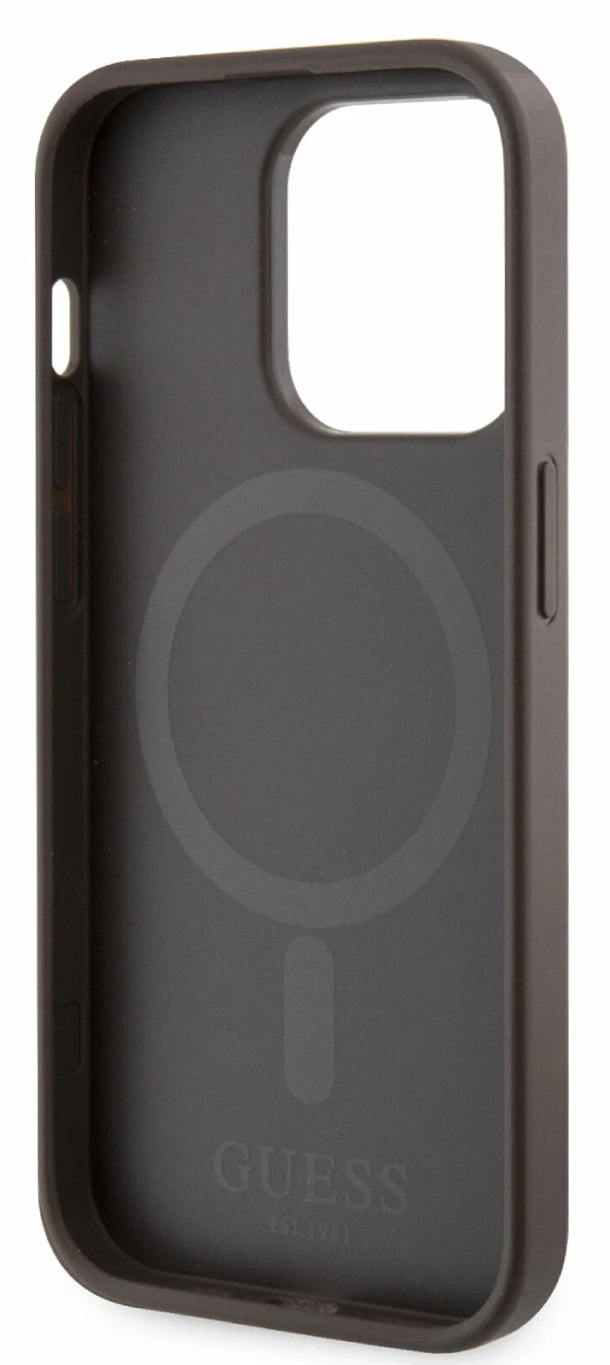 Чехол Guess для iPhone 15 Pro, PU 4G Stripes Hard MagSafe, Коричневый
