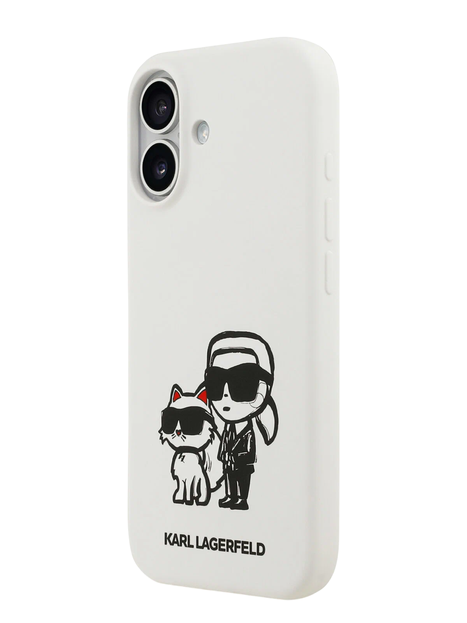 Чехол Lagerfeld iPhone 17 Liquid Silicone Sketch Karl&Choup Metal cam Hard White, MagSafe, Белый