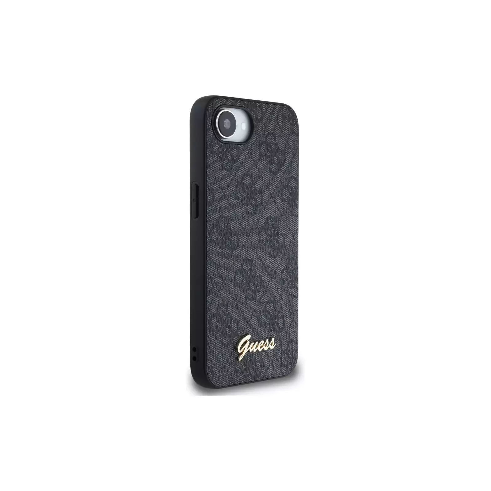 Чехол Guess для iPhone 16e PU 4G Script metal logo Hard Black (MagSafe)