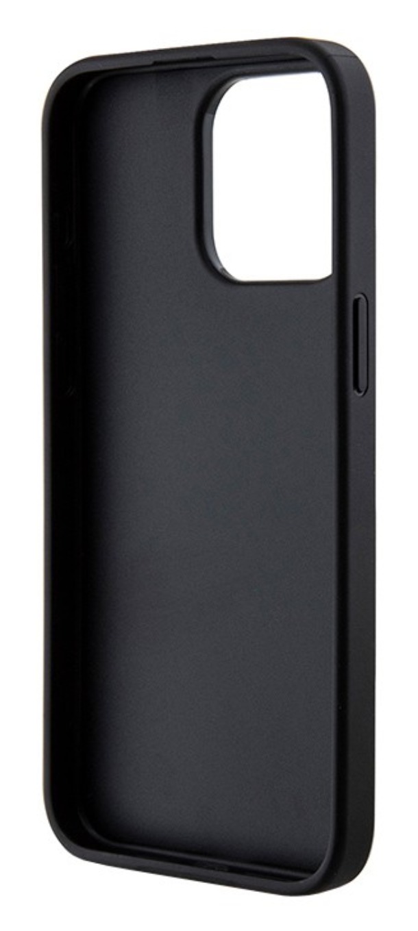 Чехол Guess для iPhone 15 Pro Max, PU 4G Gold pattern Triangle metal logo Hard, Черный