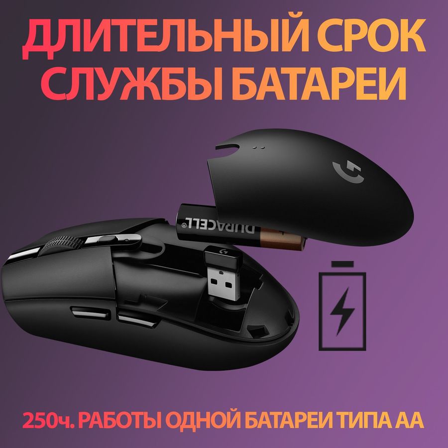 Игровая мышь Logitech G305 Lightspeed, Беспроводная, Черный (910-005282)
