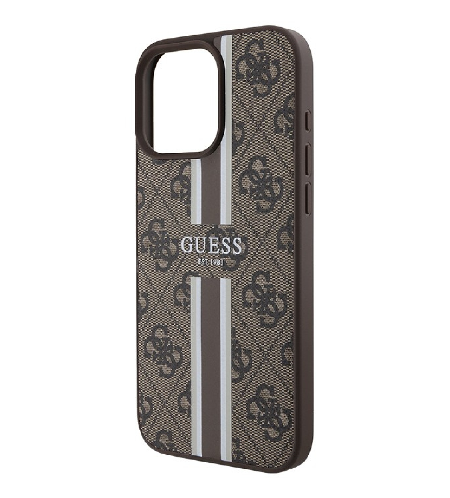 Чехол Guess PU 4G Stripes Hard с MagSafe для iPhone 16 Pro, Коричневый