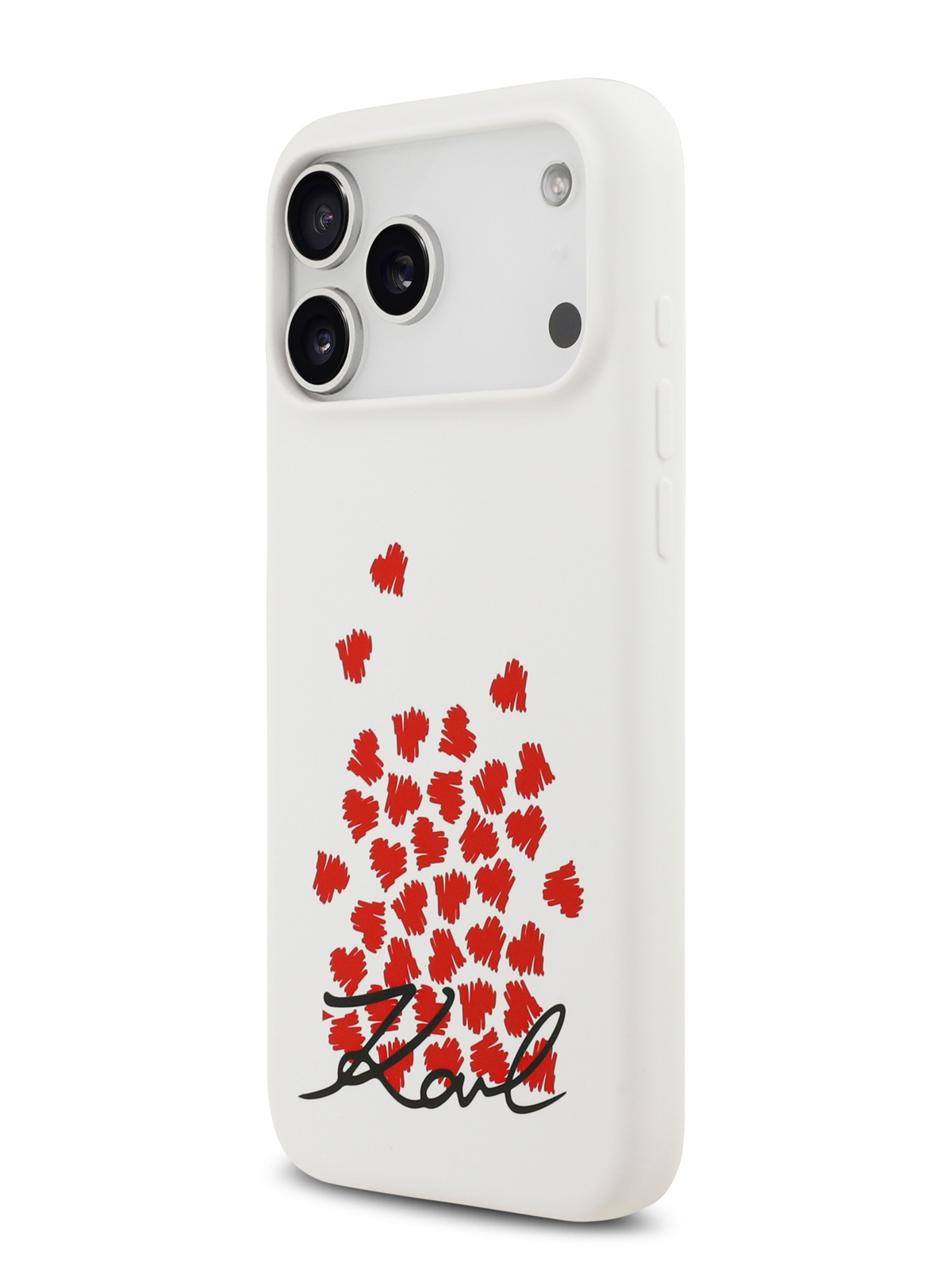 Чехол Lagerfeld iPhone 17 Pro Max Liquid Silicone Hearts Hard White, MagSafe, Белый