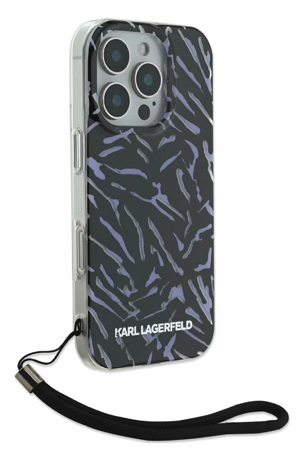 Чехол Lagerfeld для iPhone 16 Pro Max, PC/TPU Pth + Nylon Hand cord, Фиолетовый