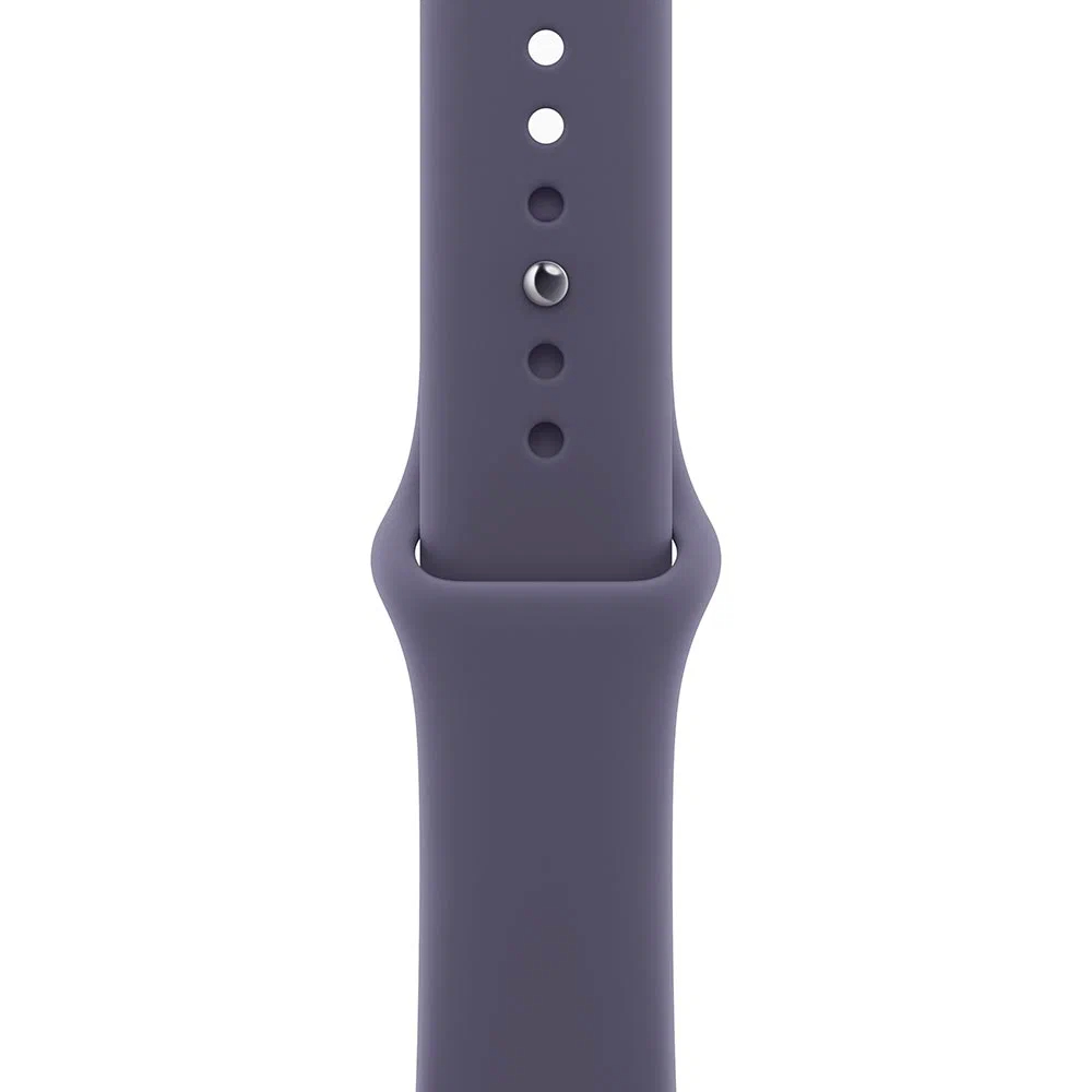 Apple Watch Series 11 GPS 46мм, Серебристо-алюминиевый корпус, Спортивный ремешок фиолетового цвета M/L MEVA4, Серебристый