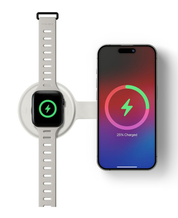 Native Union Voyage 2 в 1 Magnetic Wireless Charger, MagSafe, 15 W Max, Серый