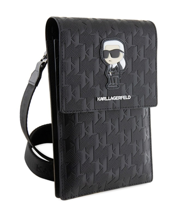 Сумка для смартфонов Lagerfeld Wallet Saffiano Monogram NFT Karl Ikonik, Черный