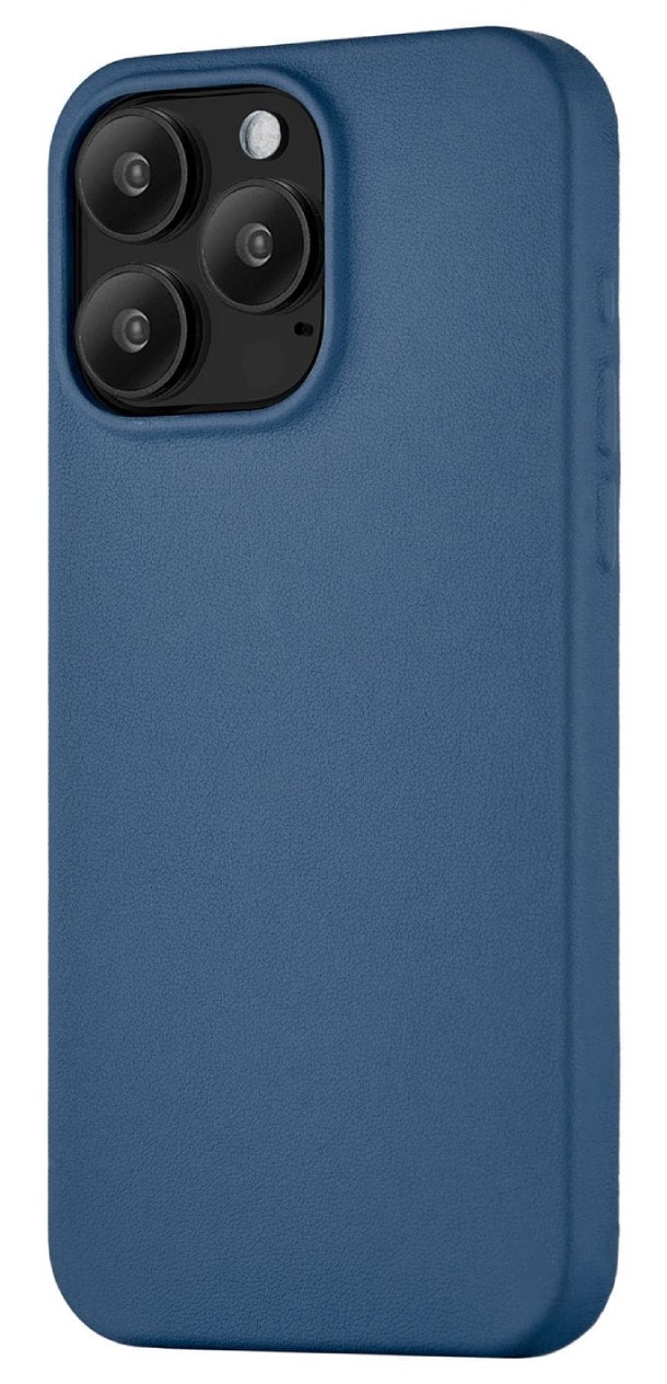 Чехол защитный uBear Capital Case для iPhone 15 Pro, Натуральная кожа, MagSafe, Темно-синий