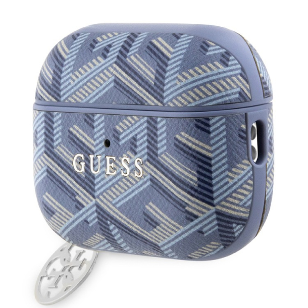 Чехол Guess для Airpods Pro 2, PU Кожа G CUBE c металлическим логотипом и брелком, Синий