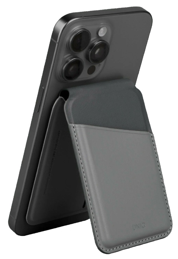 Чехол-подставка и бумажник UNIQ LYDEN DS MagSafe, Серый Носорог/Черный