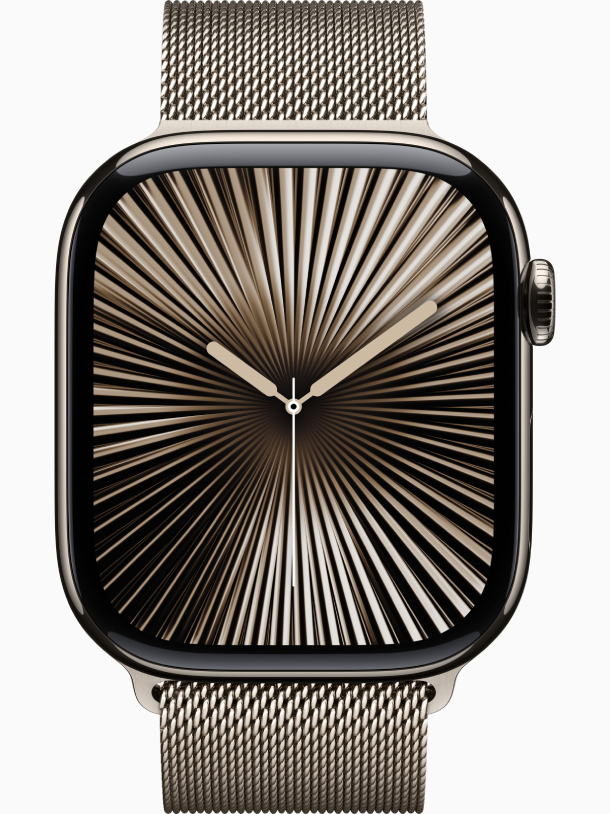 Apple Watch Series 10 GPS 46 мм, корпус из натурального титана с миланским ремешком из нержавеющей стали, размер M/L, MWYC3