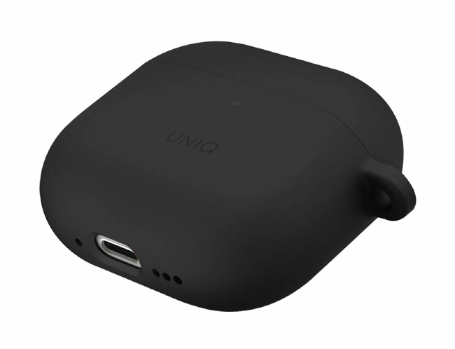 Чехол Uniq для Airpods 4 чехол NEXO Силикон + карабин + Sports ear hooks, Черный