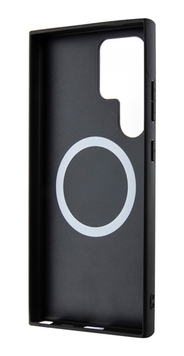 Чехол BMW для Samsung Galaxy S24 Ultra с MagSafe, Карбон триколор с логотипом, Черный