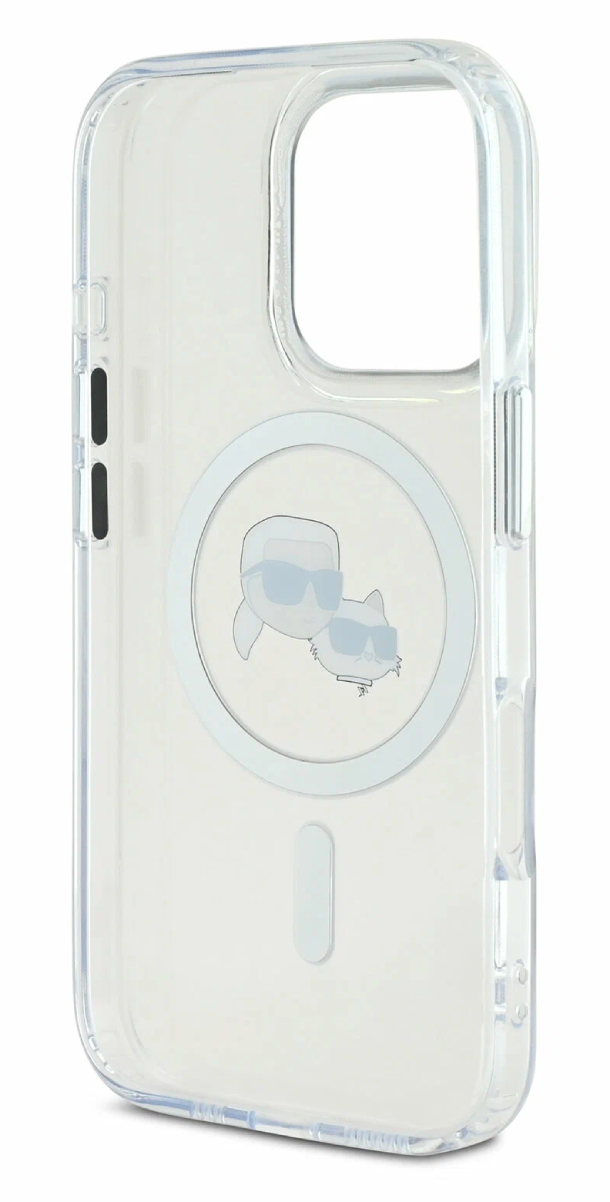 Чехол Lagerfeld для iPhone 16 Pro Max, PC/TPU NFT Karl & Choup Head Metal camera Hard MagSafe, Белый