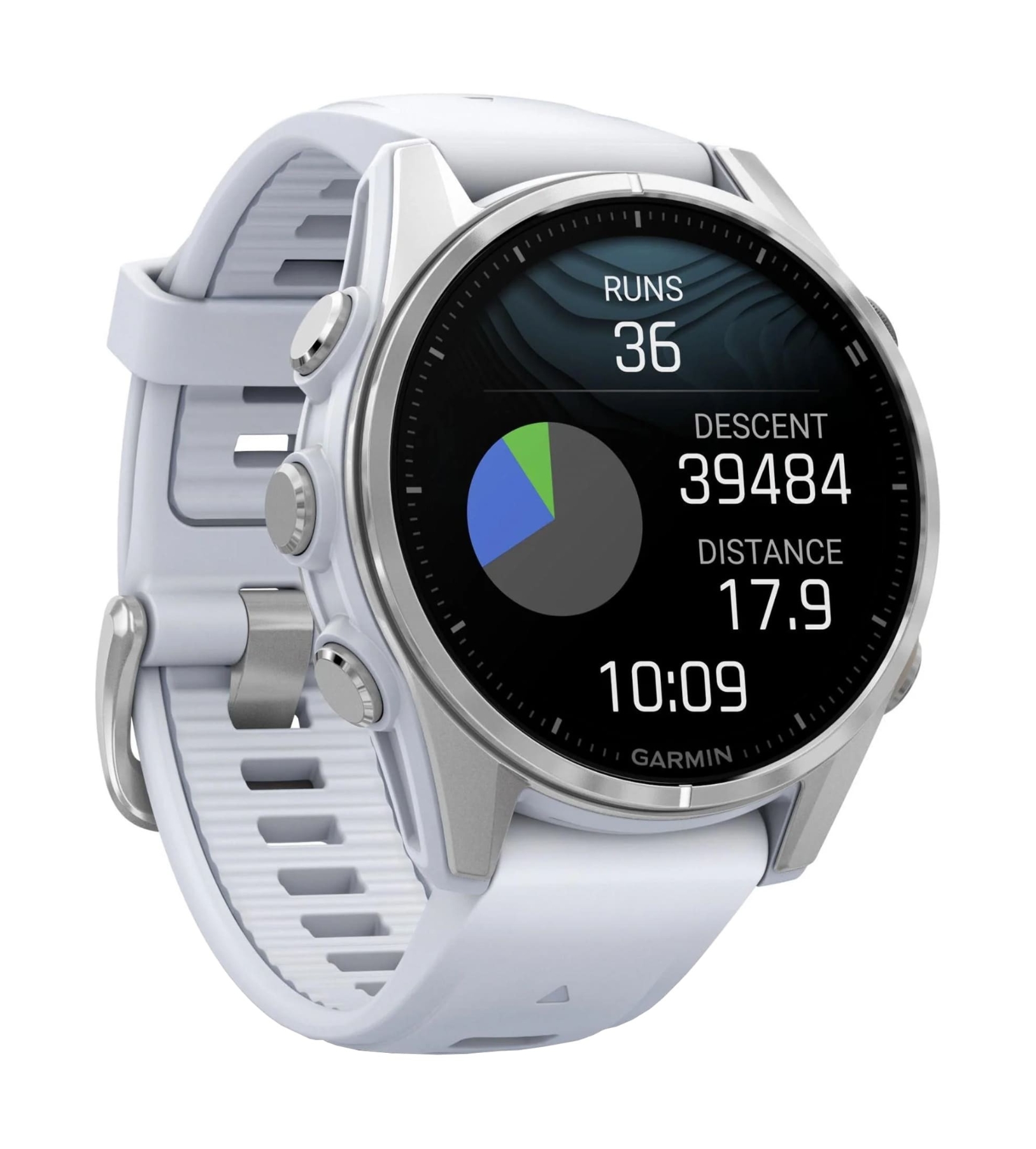 Garmin Fenix 8, 43 мм, AMOLED, Серебро/силикон  с белым камнем