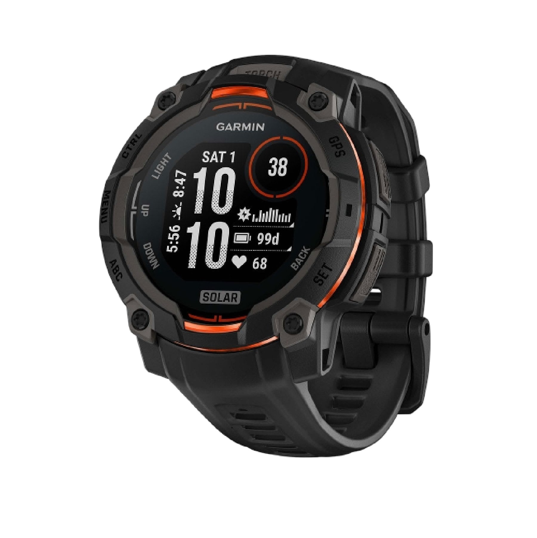 Garmin Instinct 3 45 мм, Солнечный черный с черным силиконовым ремешком