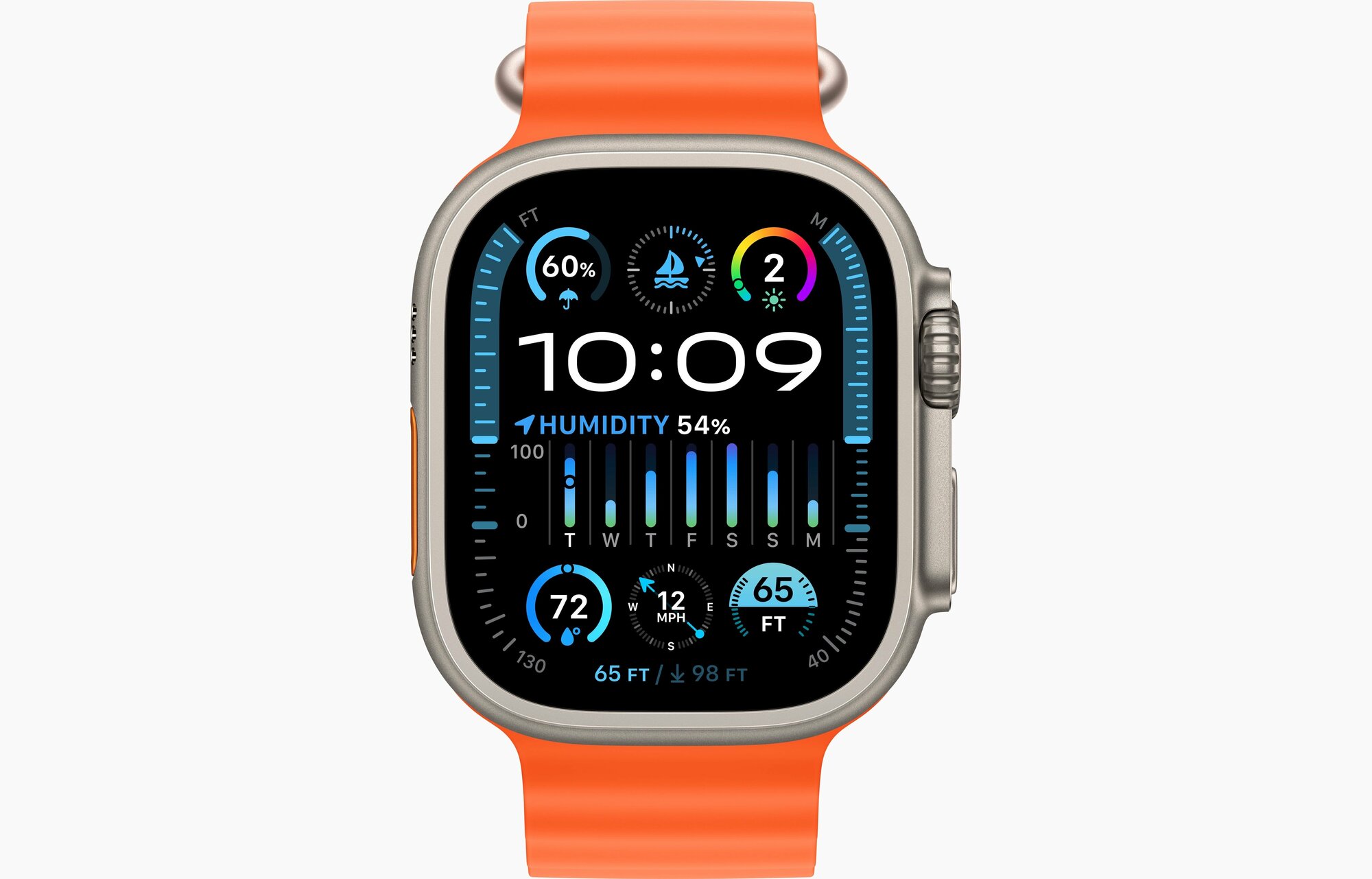 Apple Watch Ultra 2 GPS, 49 мм, корпус из титана, ремешок Ocean оранжевого цвета, FREH3 - CPO