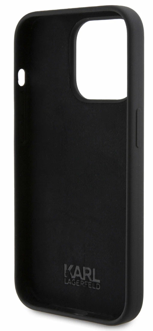 Чехол Lagerfeld для iPhone 15 Pro, Силикон Metal Autograph Hard, Черный
