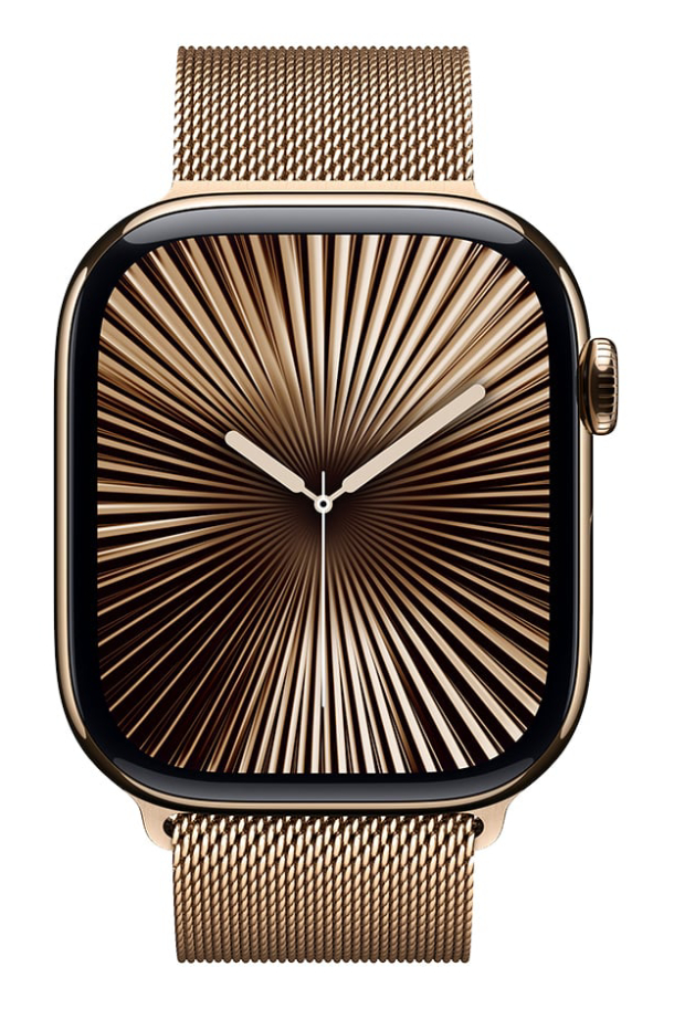 Apple Watch Series 10 GPS 46 мм, корпус из золотого титана с миланским ремешком из нержавеющей стали, размер M/L, MX003
