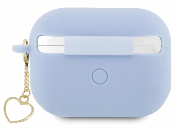 Чехол силиконовый Guess для Airpods Pro 2 Фирменный логотип с сердечком-оберегом, Синий