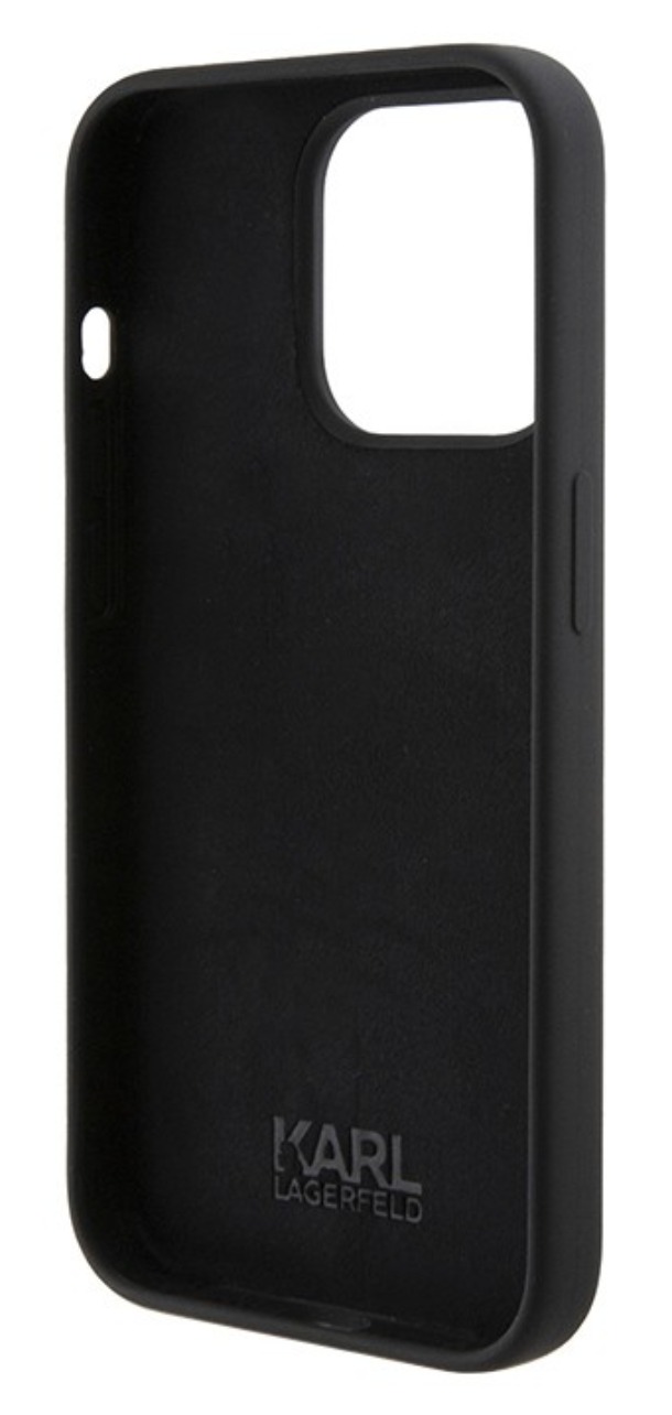 Чехол Lagerfeld для iPhone 15 Pro Max, Силикон Liquid Metal Autograph Hard, Черный