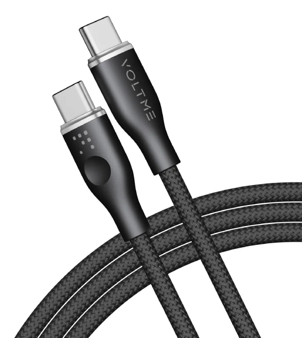 VOLTME RUGG USB C+Type-C- 5A 100 Вт 1м Нейлон 100W, Черный